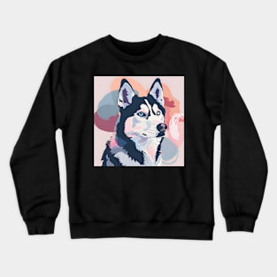 Retro Siberian Husky: Pastel Pup Revival Crewneck Sweatshirt